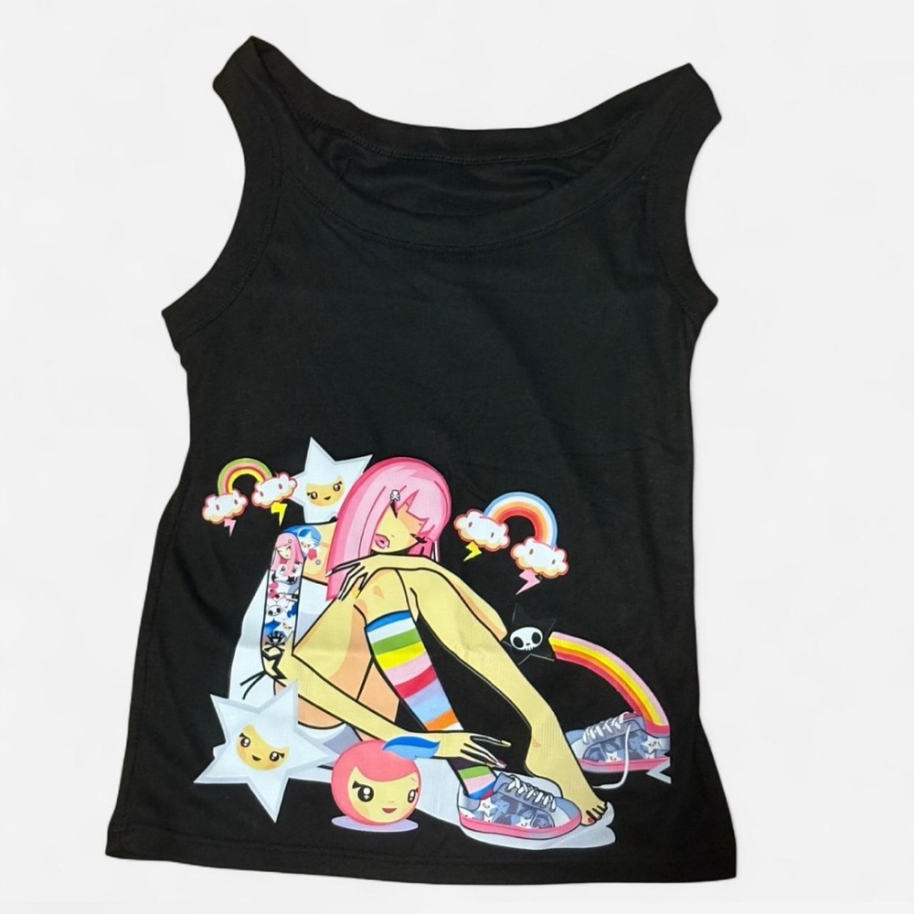 Cute kawaii colorful rainbow tokidoki Black Tank Top